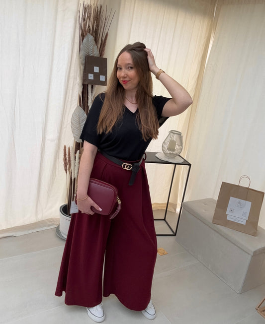 T-shirt maille décolleté V – Bord côtelé