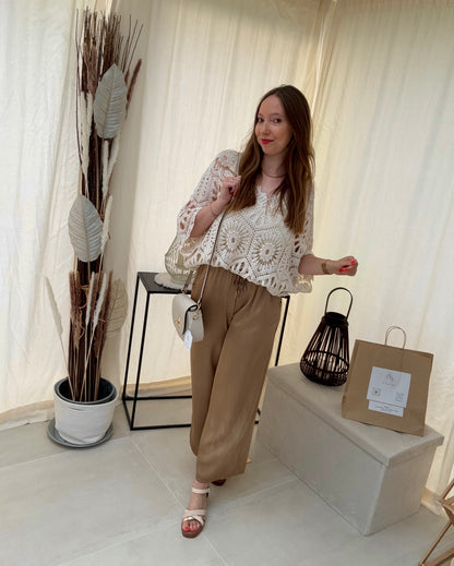 Pantalon fluide satiné 100% viscose