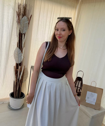 Jupe longue à pinces avec poches