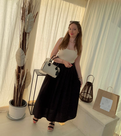 Jupe longue à pinces avec poches