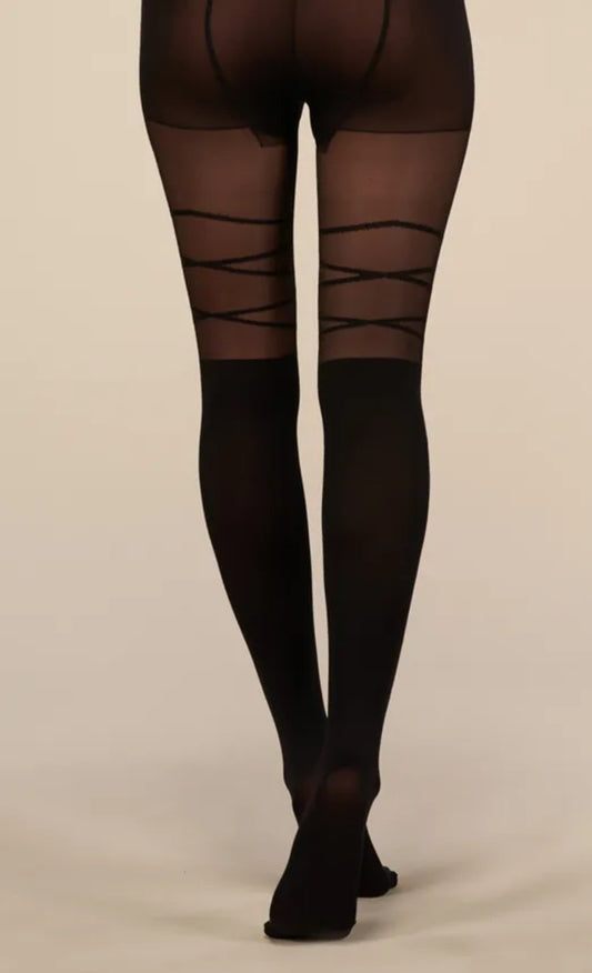 Collants rayures croisées