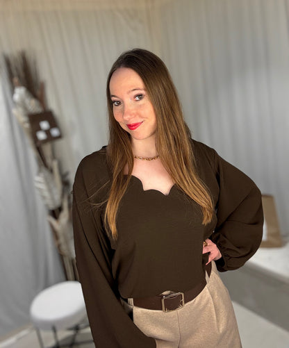 Blouse col festonnée