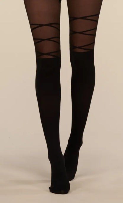 Collants rayures croisées