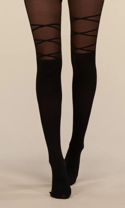 Collants rayures croisées