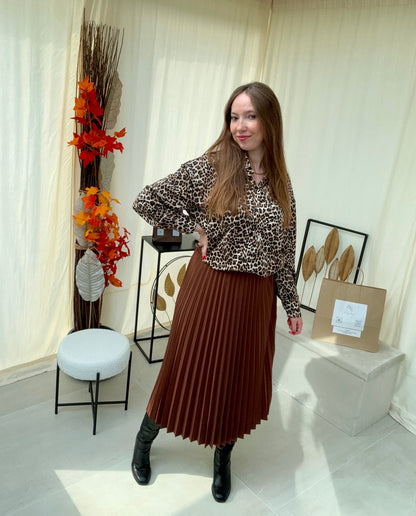 Jupe Plissée Midi Marron - Tendance Automne Hiver