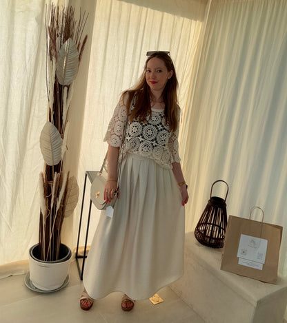 Jupe longue à pinces avec poches