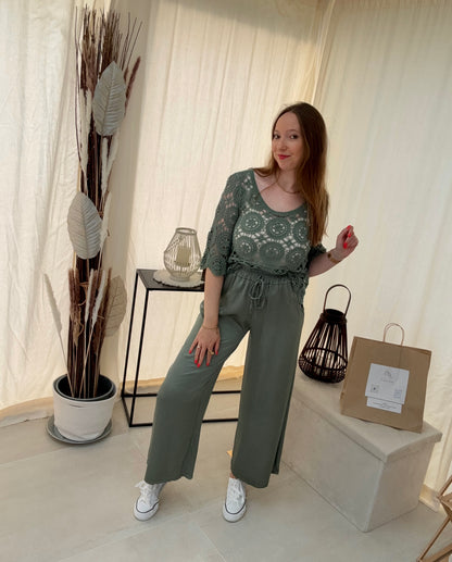 Pantalon fluide satiné 100% viscose