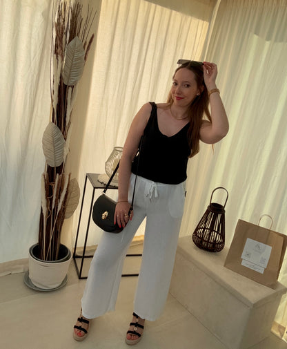 Pantalon fluide en lin & viscose