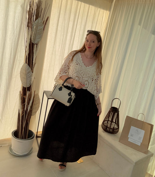 Jupe longue à pinces avec poches