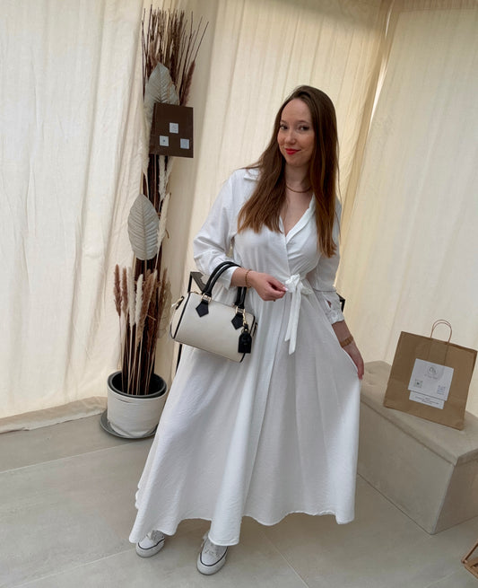 Robe longue cache-cœur – Manches longues élégantes, automne chic