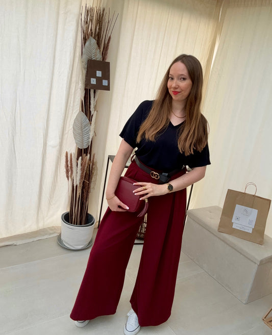 T-shirt maille décolleté V – Bord côtelé