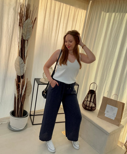 Pantalon fluide en lin & viscose