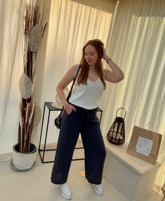 Pantalon fluide en lin & viscose