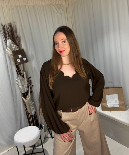 Blouse col festonnée