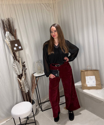 Blouse col V sequins