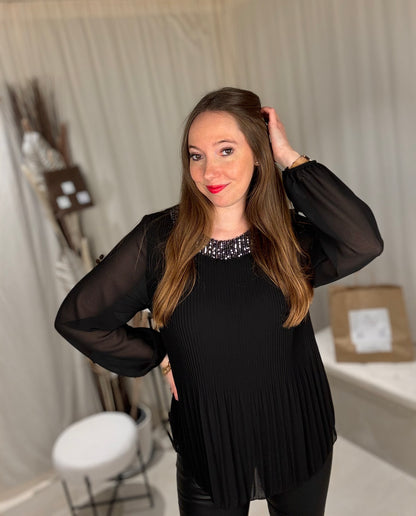 Blouse plissée sequins