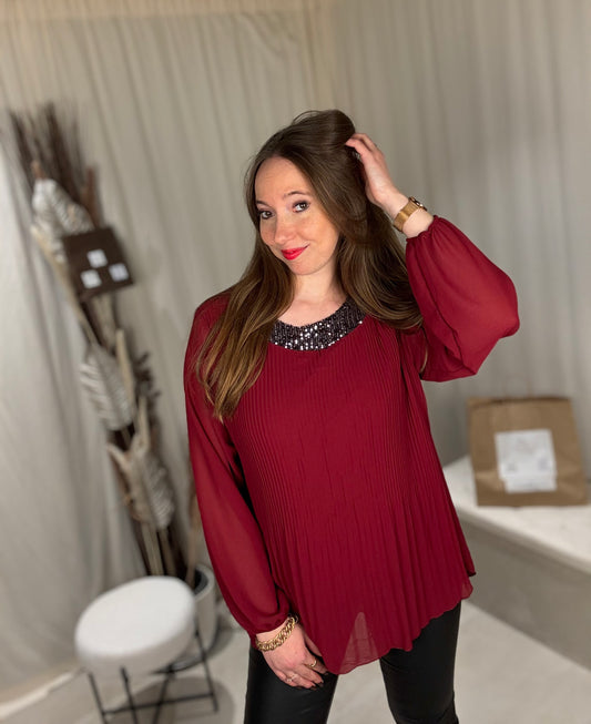 Blouse plissée sequins