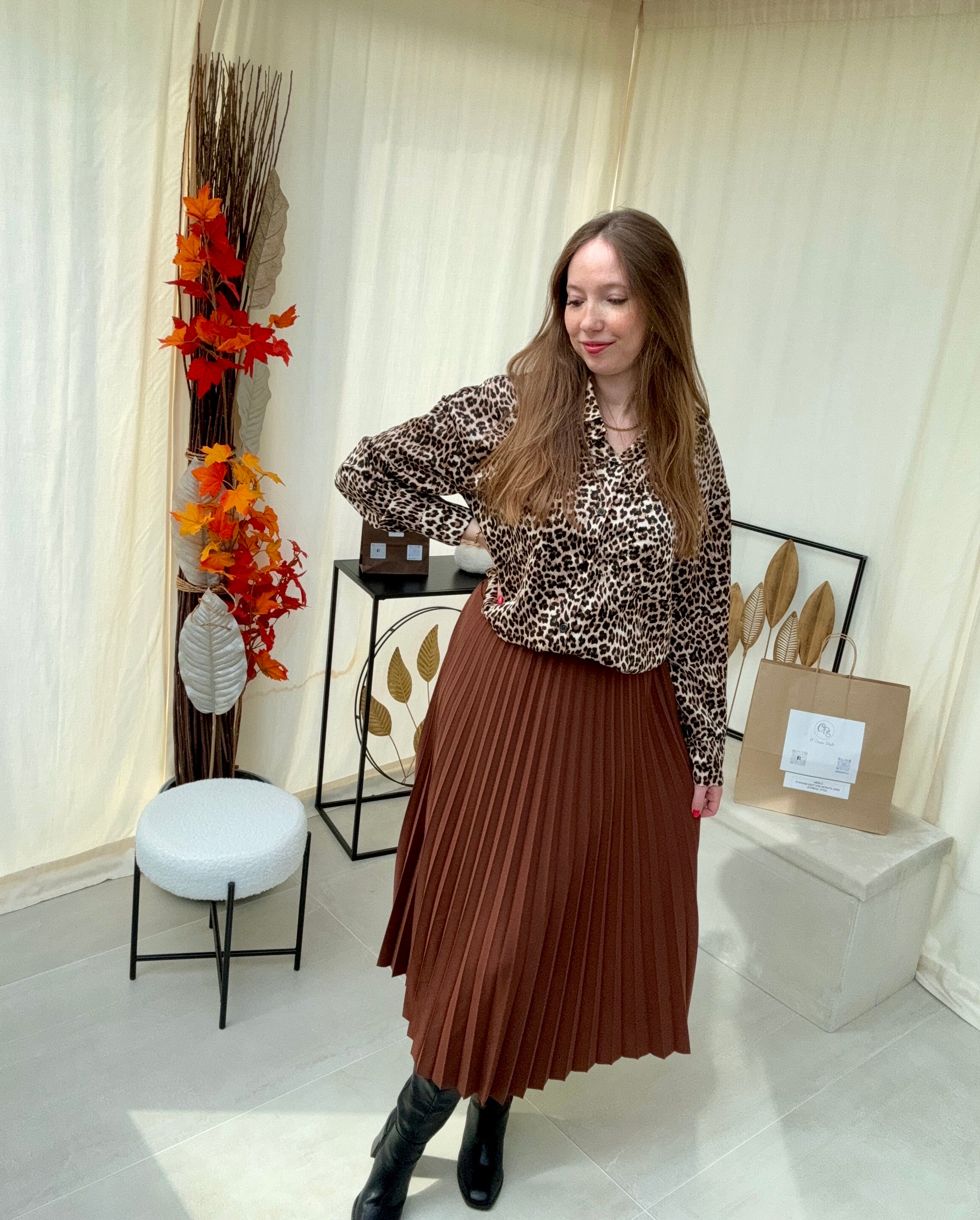 Jupe Plissee Midi Marron Tendance Automne Hiver Boutique O Dress Style