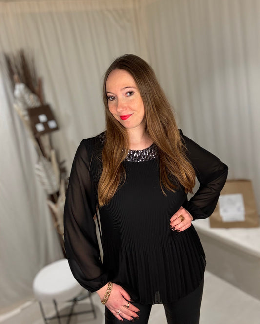 Blouse plissée sequins