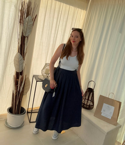 Jupe longue à pinces avec poches