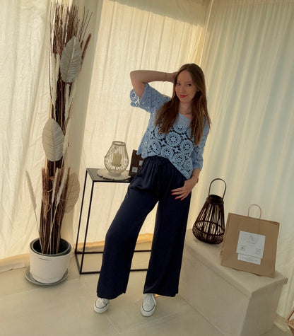 Pantalon fluide satiné 100% viscose