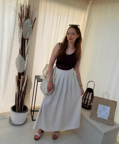 Jupe longue à pinces avec poches