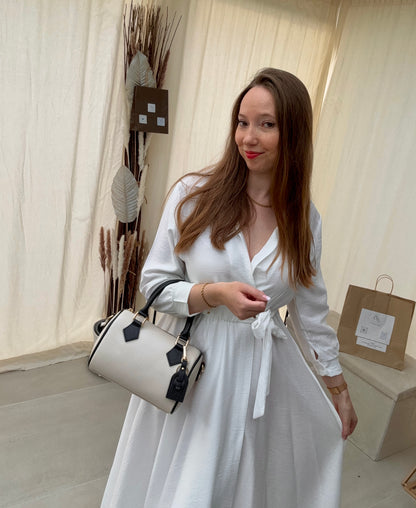 Robe longue cache-cœur – Manches longues élégantes, automne chic