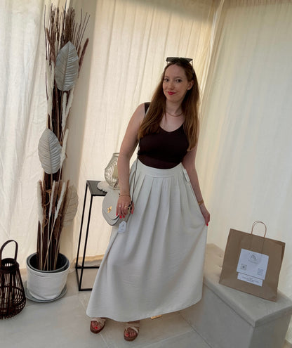 Jupe longue à pinces avec poches