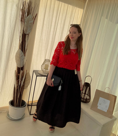 Jupe longue à pinces avec poches