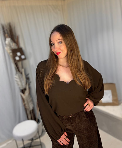 Blouse col festonnée