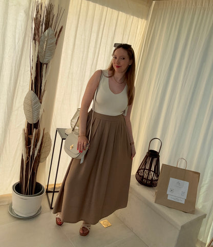 Jupe longue à pinces avec poches