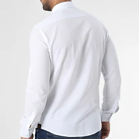 Chemise blanche en coton et lin